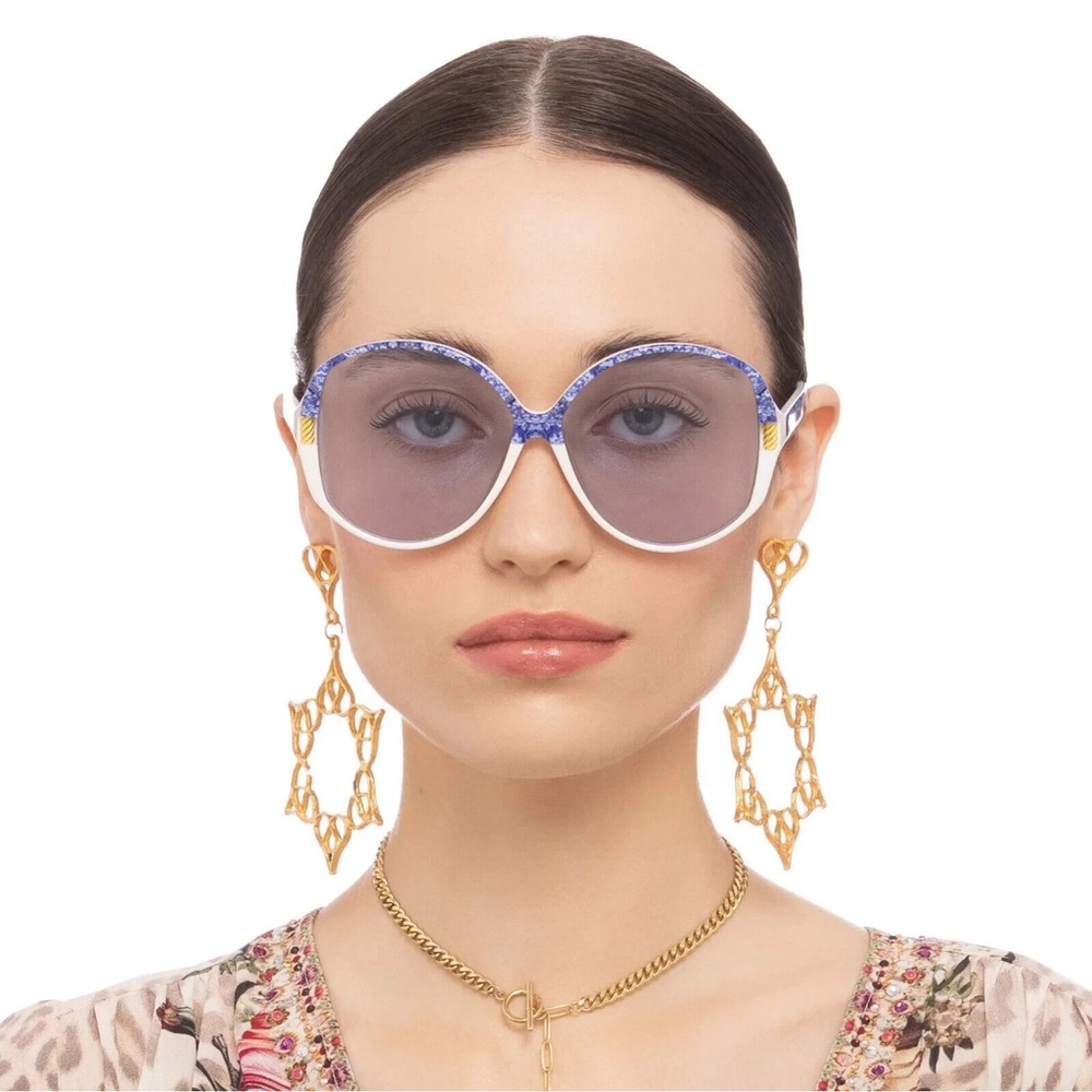 CAMILLA “Afternoons in Amalfi” blue white oversized oval boho chic sunglasses